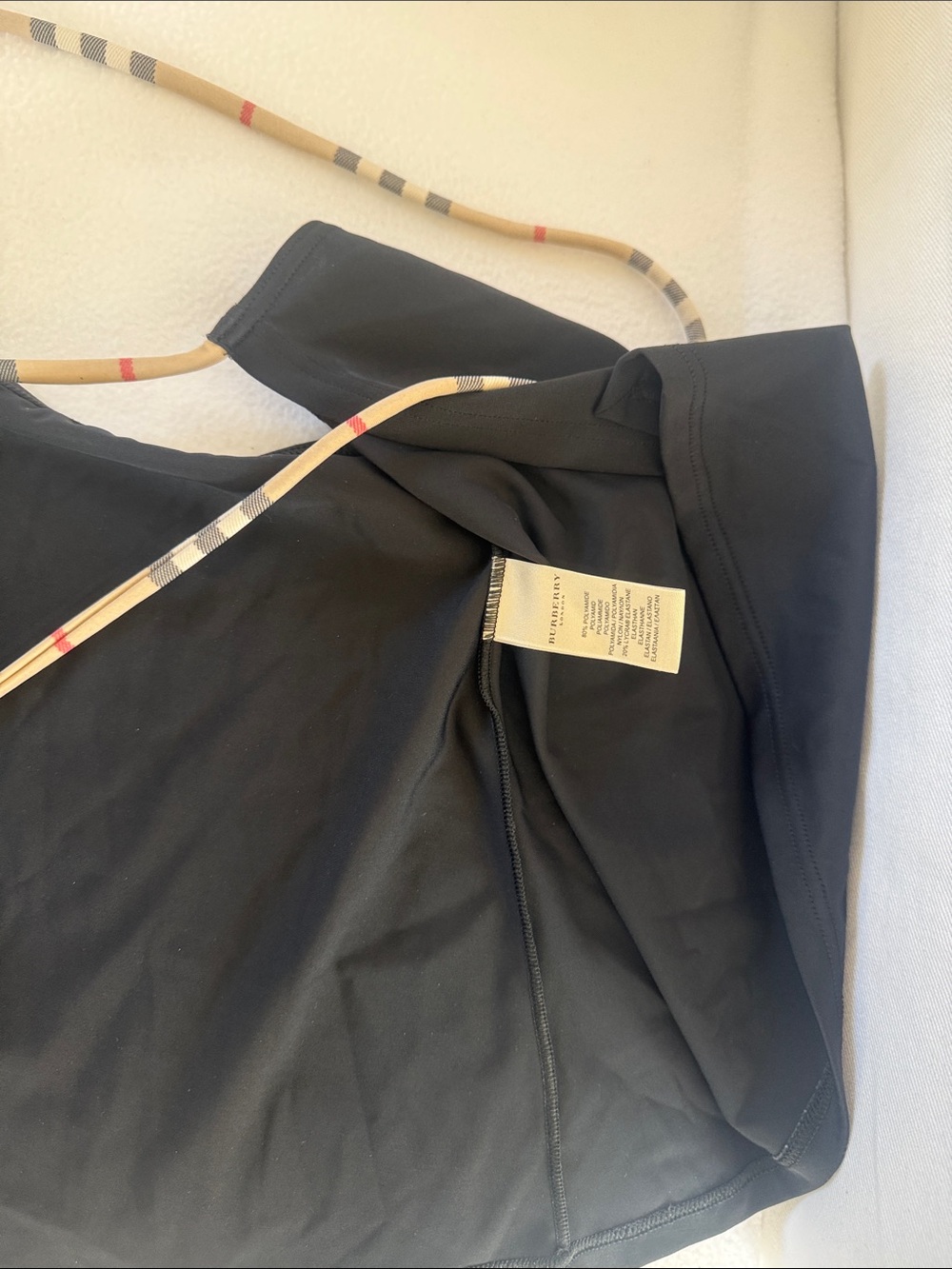 Burberry Black swimsuit cover up wrap skirt with Signature Check Side Tie (Small - Picture 9 of 10